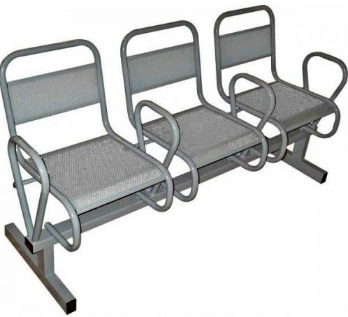 Секция стульев М112-023/024 на металлической раме 3-х/4-х местная перфорированные с подлокотниками.