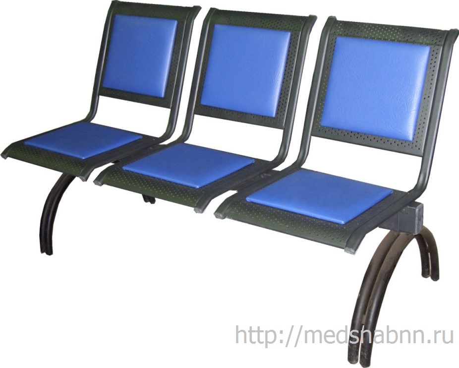 Секция стульев СС-432 на металлической раме 3-х и 4-х местная перфорированная, для вокзалов