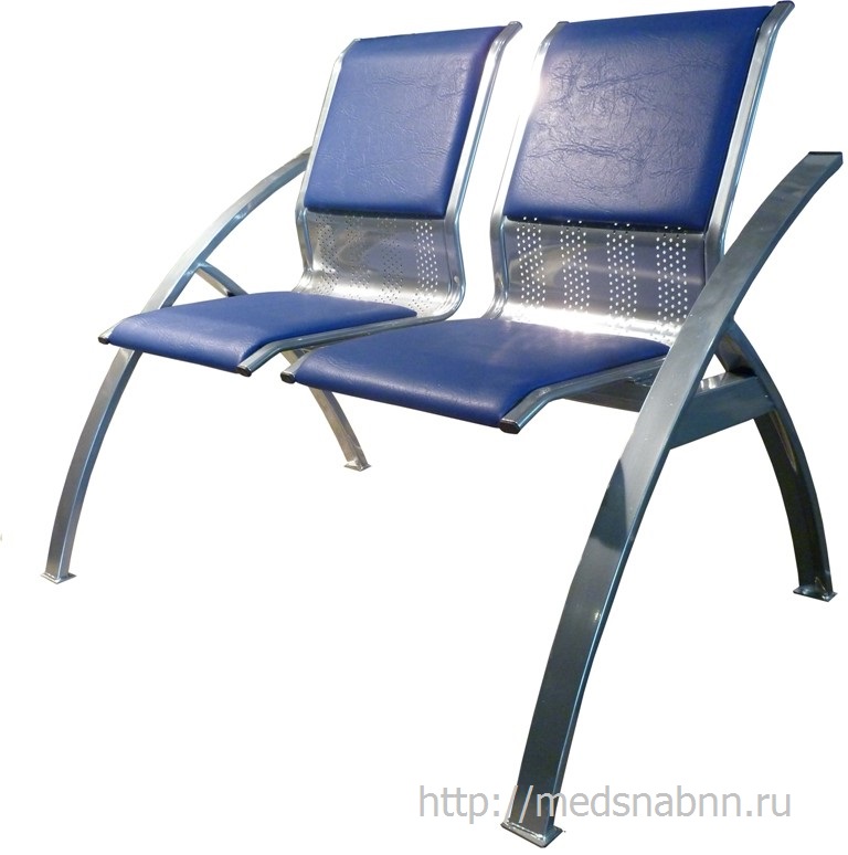 Секция стульев для залов ожидания СС-488 разборная на металлической раме 2-х местная.