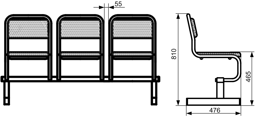 Секция стульев на сварном каркасе КС-430/1: