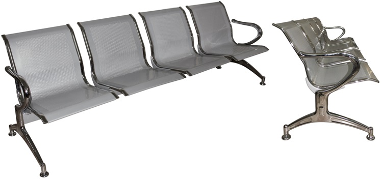 Секция стульев J-19-4 четырехместная разборная на металлической раме перфорированные с мягкими накладками. 