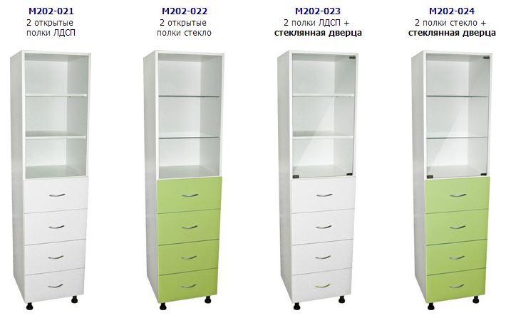 Шкафы для документов одностворчатые с арт. М202-021, 22, 23, 24 полочные ЛДСП с 4-я ящиками