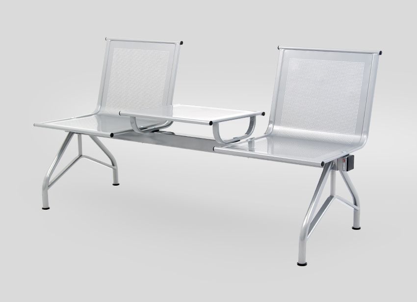 Антивандальная секция стульев КС-89/2 перфорированная со столиком