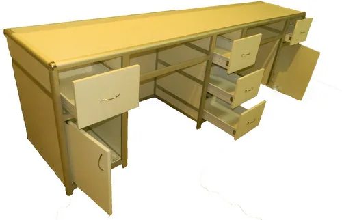 Stol dlja laboratorii trehtumbovyj Slab3 s jashhikami1