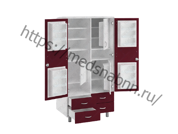 Шкаф для аптеки АША-02-1 с выдвижными ящиками 